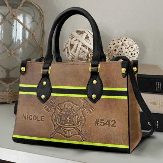 Discover Personalized Firefighter Leather Handbag Fireman Firewoman Shoulder Bag Gift