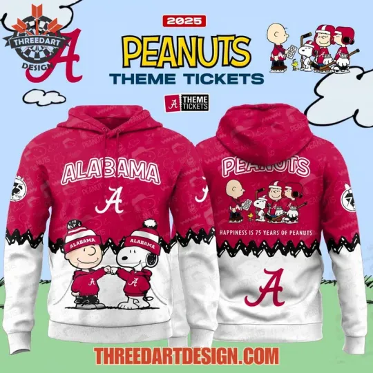 Albm Crimson Tide x Peanuts 75th 3D Hoodie College Fan Gear