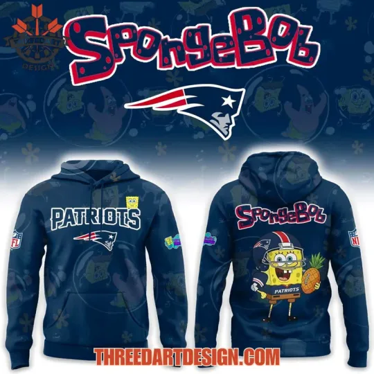 Patriots x SpongeBob 3D Hoodie AOP  Fan Streetwear