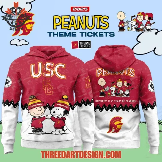 USC Trojans x Peanuts 75th Anniversary 3D Hoodie College Fan Gear