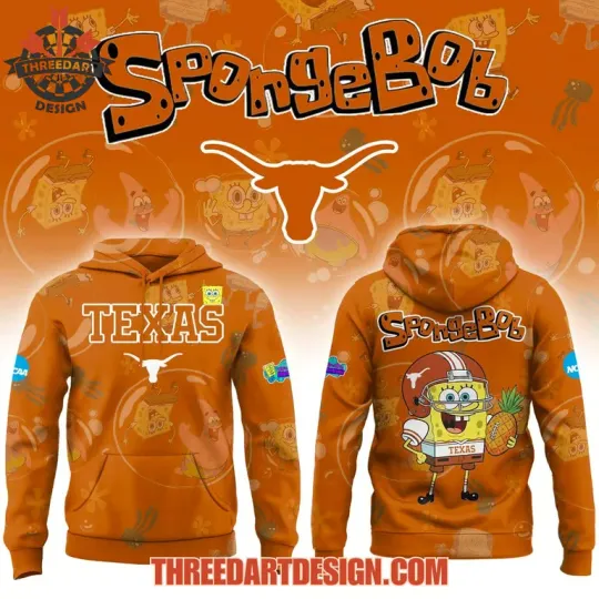 Discover Texas Longhorns x SpongeBob 3D Hoodie AOP College Cartoon Streetwear