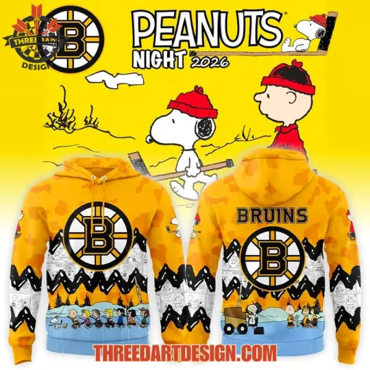 Boston Bruins Peanuts Night 3D Hoodie AOP NHL Fan Streetwear