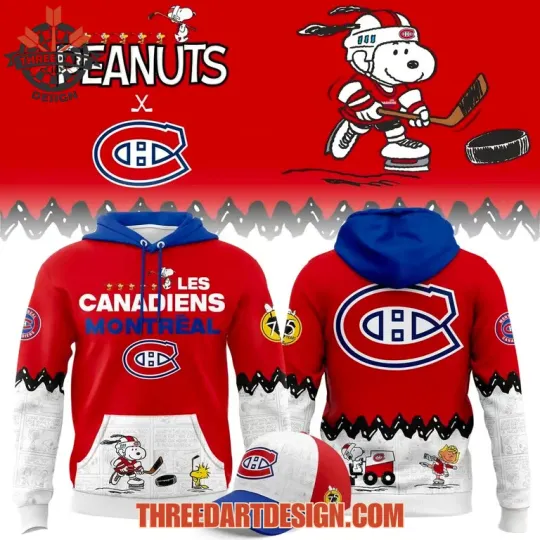 Discover Montreal Canadiens Peanuts Night Snoop 3D Hoodie AOP NHL Fan Gear