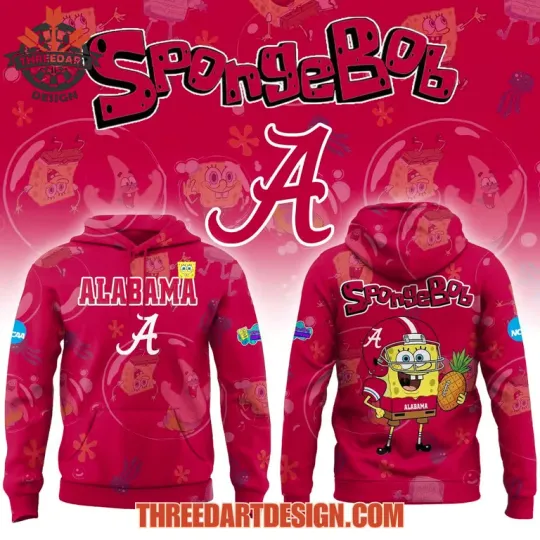 Albm Crimson Tide x SpongeBob 3D Hoodie Cartoon Fan Streetwear