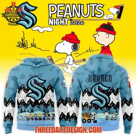 Seattle Kraken Peanuts Night 3D Hoodie 2026 All Over Print Fan Gear