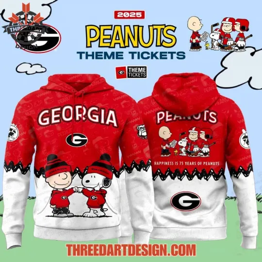 Discover GA bulldogs x Peanuts 75th 3D Hoodie 2026 AOP College Fan Gear
