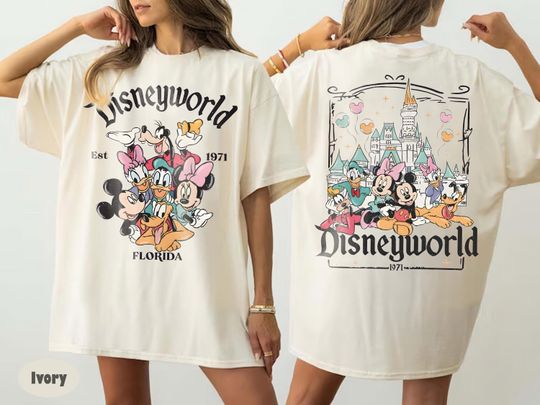 Discover Vintage Disneyworld Est 1971 Two-Sided Shirt, Disneyworld Mickey And Friends Shirt, Disney Family 2026 Shirts, Retro Disneyworld Trip Shirt