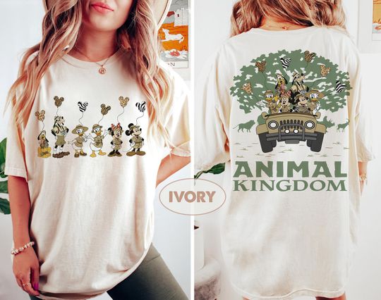 Discover Retro Mickey And Friends Leopard Balloon Animal Kingdom Sweatshirt, Disney Safari Mode 2 Side Shirt, 2026 Family Trip Shirt, Magic Kingdom