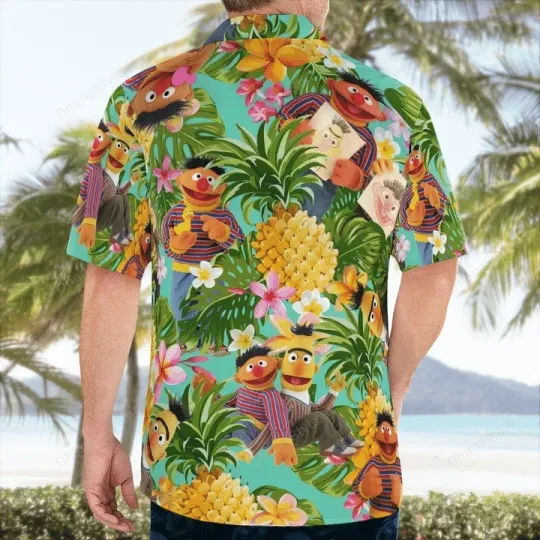 Bert And Ernie Muppets Tropical Hawaiian Shirt For Men