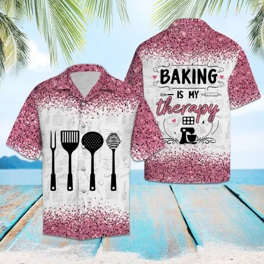 Discover Baking Is My Therapy Hawaiian Shirt For Men Summer Button Up