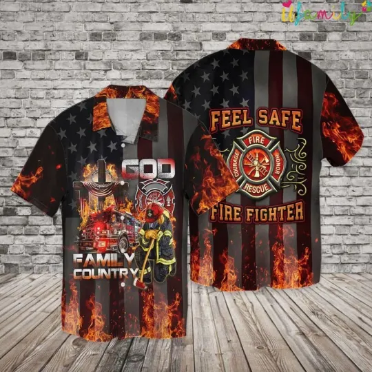 Discover 4th Of July Independence Day Memorial Day Firefighter Hawaiian Shirt For Men
