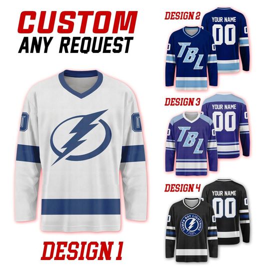 Discover Custom Tampa Bay Lightning Ice Hockey Team Home Away Jersey, Tampa Bay Hockey Team Vneck Jersey, Long Sleeve Jersey Hockey 181225HC3