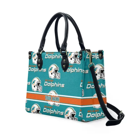 Discover Personalized Miami Football Team Dolphinss Leather Handbag Gift