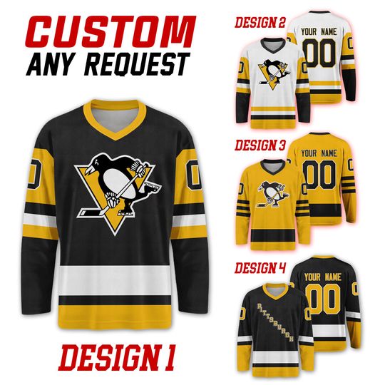 Discover Custom Pittsburgh Penguins Ice Hockey Team Home Away Jersey, Pittsburgh Hockey Team Vneck Jersey, Long Sleeve Jersey Hockey 181225HC15
