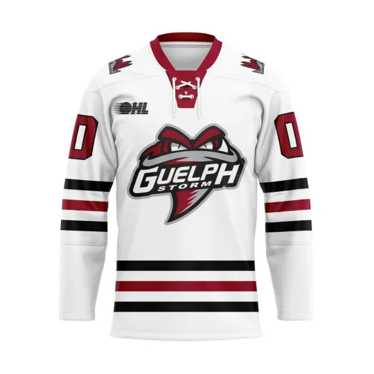 Discover Guelph Storm Personalized White Lace Hockey Shirt