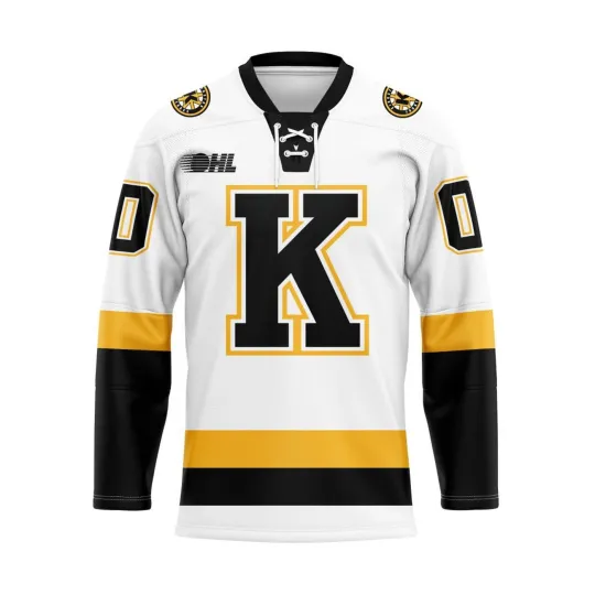 Discover Kingston Frontenacs Personalized White Lace Hockey Shirt