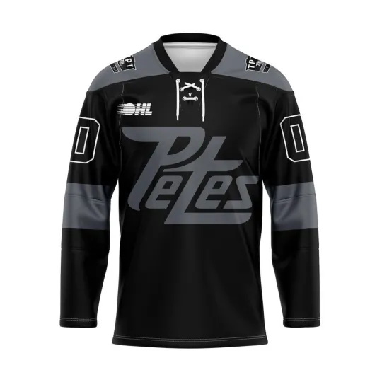 Discover Peterborough Petes Personalized Black Lace Hockey Shirt