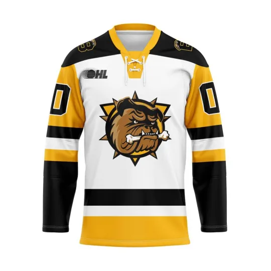 Discover Brantford Bulldogs Personalized White Lace Hockey Shirt