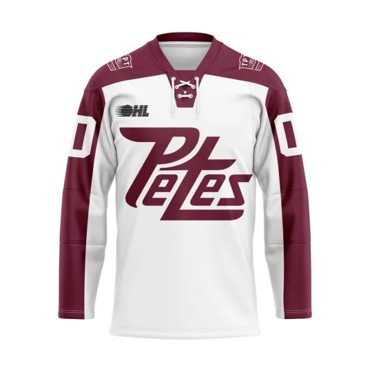 Discover Peterborough Petes Personalized White Lace Hockey Shirt