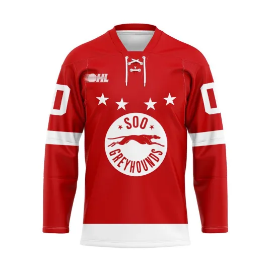 Discover Soo Greyhounds Personalized Red Lace Hockey Shirt