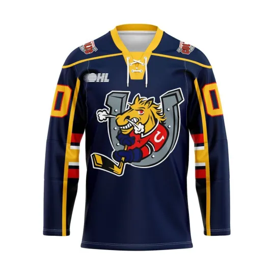 Barrie Colts Personalized Navy Lace Hockey Shirt