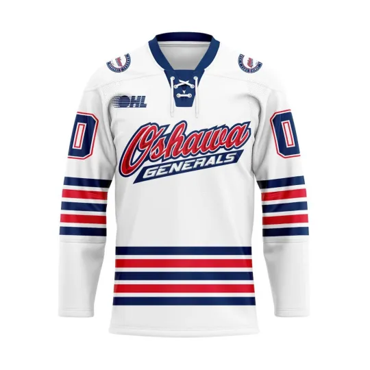 Discover Oshawa Generals Personalized White Lace Hockey Shirt