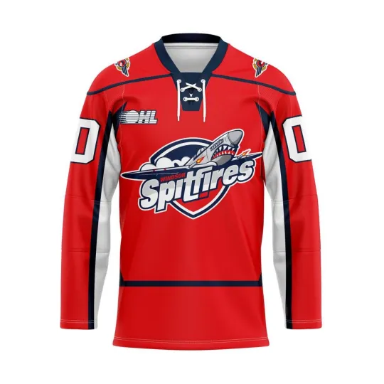 Discover Windsor Spitfires Personalized Red Lace Hockey Shirt