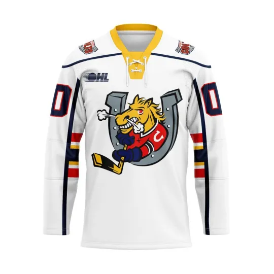 Barrie Colts Personalized White Lace Hockey Shirt