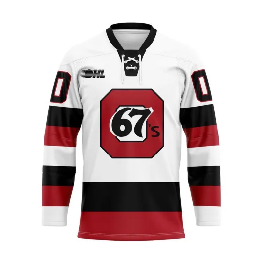 Discover Ottawa 67’s Personalized White Lace Hockey Shirt