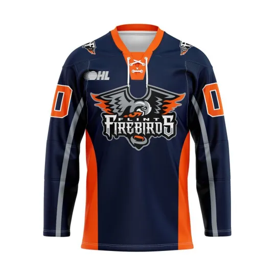 Discover Personalized Flint Firebirds Blue Lace Hockey Shirt