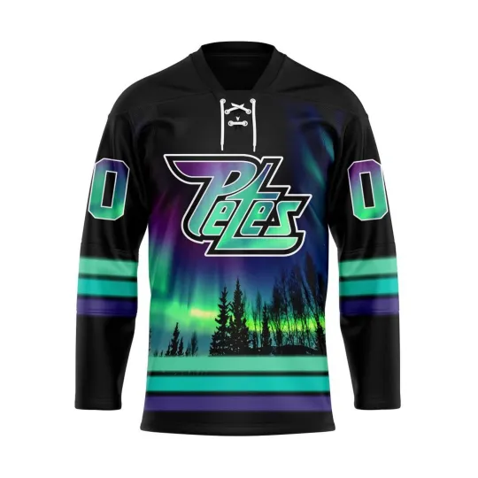 Discover Personalized Peterborough Petes Special With Northern Lighs Lace Hockey Shirt