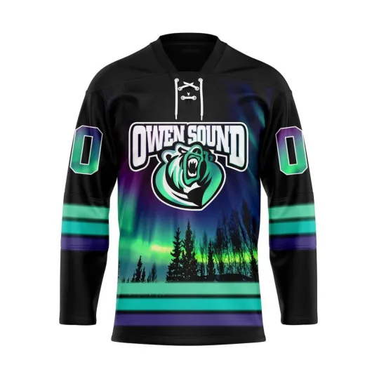 Discover Personalized Owen Sound Attack Special With Northern Lighs Lace Hockey Shirt