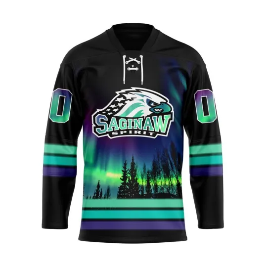 Discover Personalized Saginaw Spirit Special Design With Northern Lighs Lace Hockey Shirt