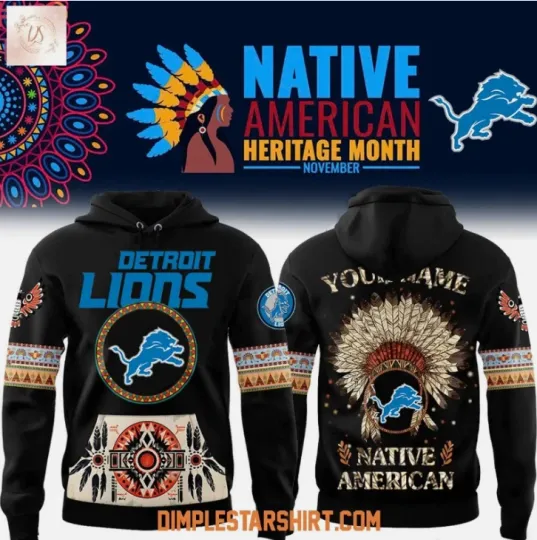 Discover Detroit Lion Native American Heritage Month 2025 3D Hoodie