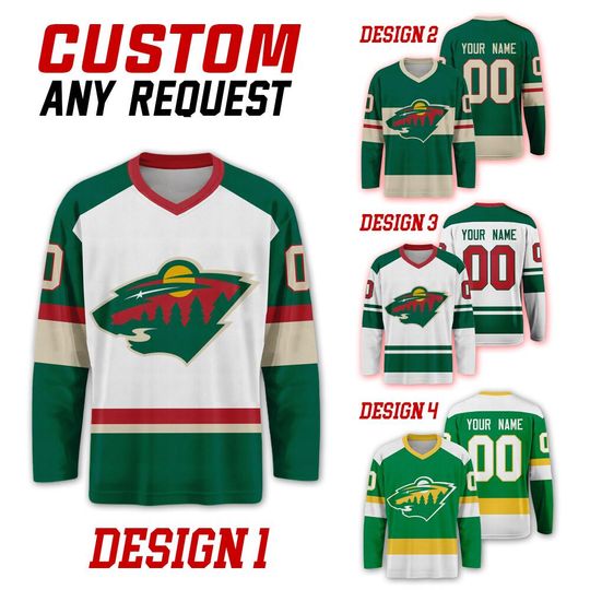 Discover Custom Minnesota Wild Ice Hockey Team Home Away Jersey, Minnesota Hockey Team Vneck Jersey, Long Sleeve Jersey Hockey