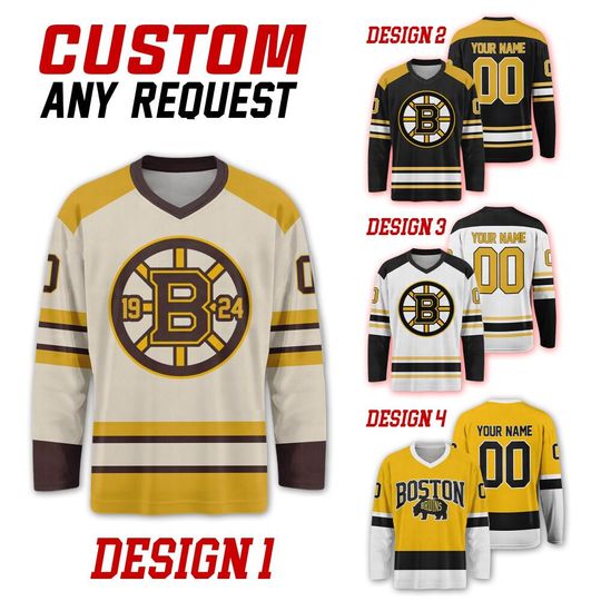 Discover Custom Boston Bruins Ice Hockey Team Home Away Jersey, Boston Hockey Team Vneck Jersey, Long Sleeves Jersey Hockey