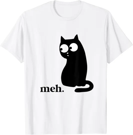 Discover Meh Cat Funny Sarcastic Meme Grumpy Saying Cat Lovers T-Shirt