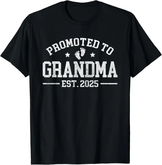 Discover Promoted to Grandma est. 2025 Grandparents Baby Announcement T-Shirt
