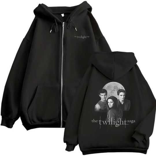 Twilight Vampire Robert Pattinson Edward Cullen Bella Jacob Black Print Zipper Hoodie Men Women Casual Oversized Zip Up Jacket