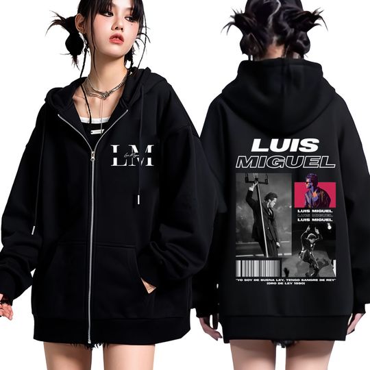 Discover Rapper Luis Miguel Album Tour Graphic Zipper Hoodies Harajuku Hip Hop Punk Sweatshirts Men Women Casual Fleece Jacket Zip Up