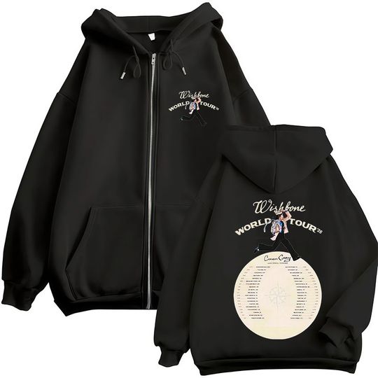 Conan Gray Wishbone World Tour 2025 Jacket Hoodie Men Women 90s Retro Oversized Zipper Sweatshirt Y2K Fashion Loose Zip Up Hoody