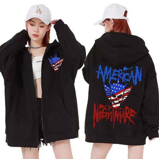 Discover Cody Rhodes American Nightmare Logo Zipper Hoodies Men's Harajuku Hip Hop Vintage Jacket Sweatshirts Casual Fleece Zip Up Hoodie