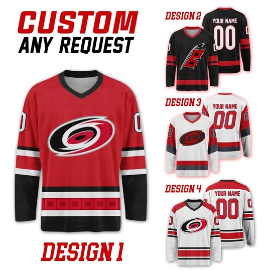 Discover Custom Carolina Hurricanes Ice Hockey Team Home Away Jersey, Carolina Hockey Team Vneck Jersey, Long Sleeve Jersey Hockey