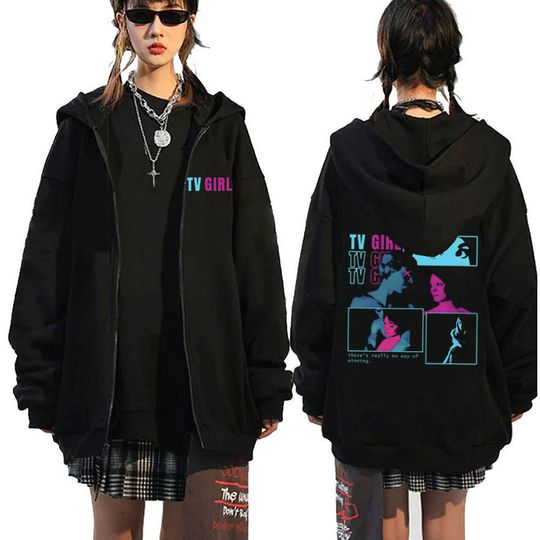 Discover TV Girl Who Really Cares Graphic Zipper Hoodie Male Fleece Cotton Zip Up Jacket Coat Men Women Fashion Vintage Oversized Hoodies