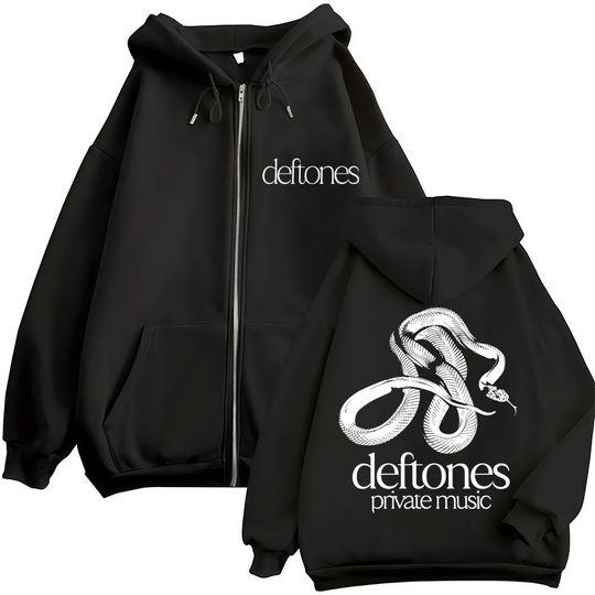 Rock Band Deftone Private Music Album Zipper Hoodie Snake Vintage Hip Hop Gothic Sweatshirt Men's Fleece Warm Oversized Jackets