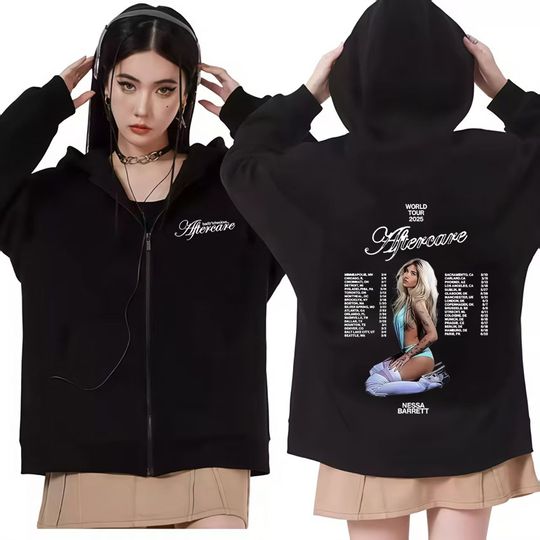 Nessa Barrett Aftercare 2025 Tour Hoodies Mens Fashion Casual Aesthetic Sweatshirts Autumn/Winter Oversized Hipster Y2k Clothing