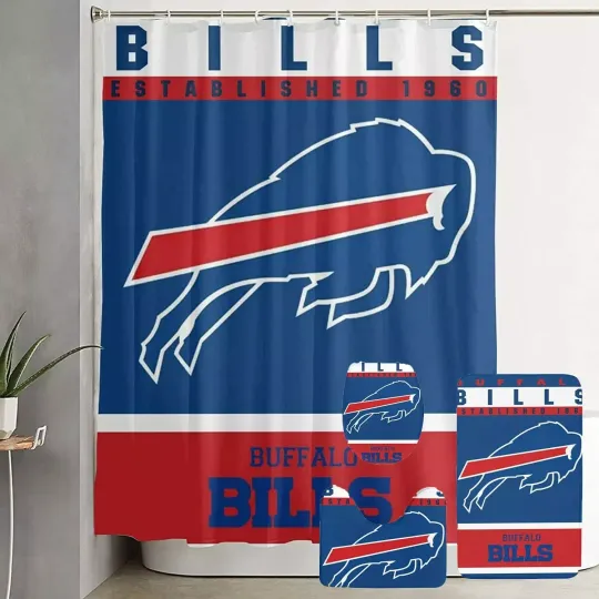 Buffalo Bills Logo Ver2 Waterproof Bathroom Sets, Shower Curtain Sets