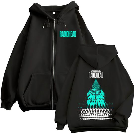 Radiohead Return To The Road European Tour Zipper Hoodies Men's Women Fashion Hip Hop Zip Up Sweatshirts Jackets Coat Streetwear