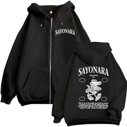 Discover Alvaro Diaz Sayonara Funny Zipper Hoody 2025 Tour Album Long Sleeve Zip Up Sweatshirt Men Women Hip Hop Oversized Jacket Hoodies