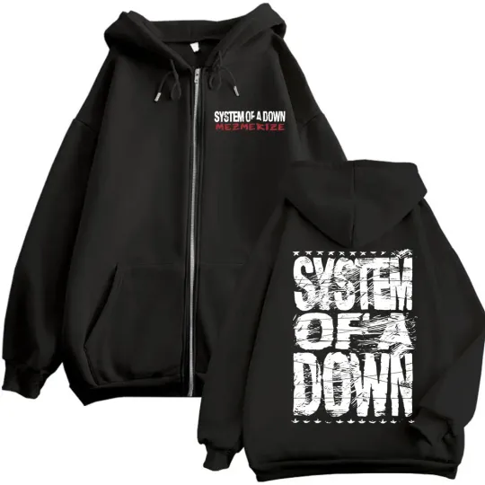 SYSTEM OF DOWN Mezmerize Merch Zipper Hoodie Alternative Metal Music Zip Up Sweatshirts Rock Hip Hop Vintage Pullovers Unisex